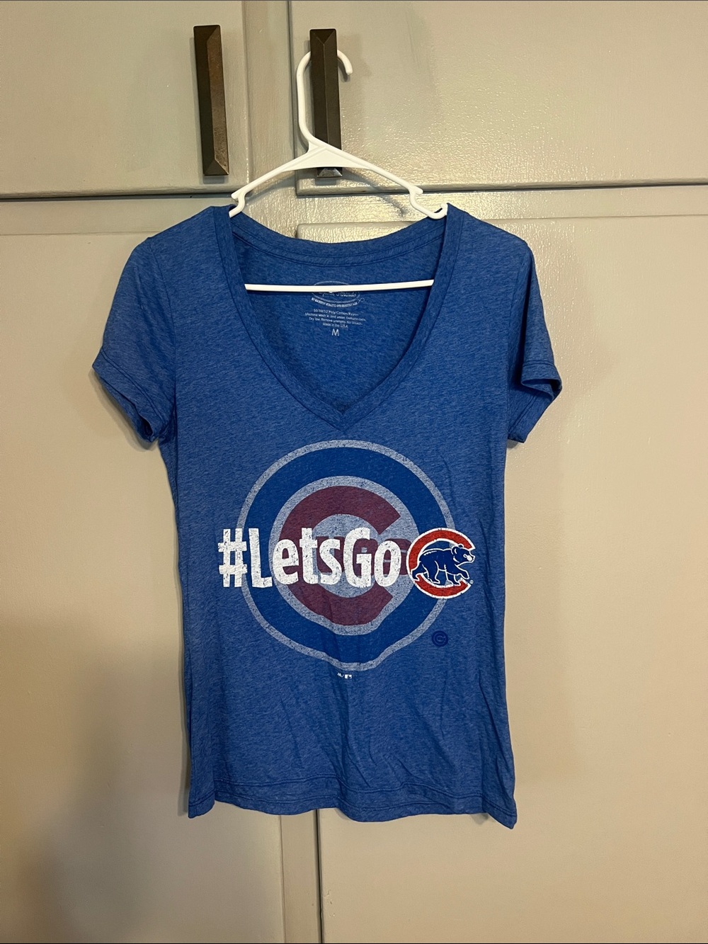 Women's V-Neck #LetsGo Cubs Graphic Tee - Royal Blue